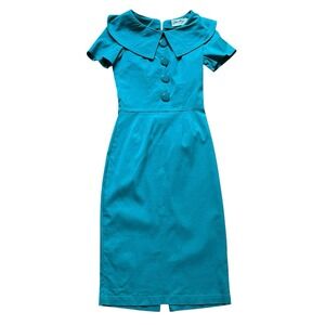 Bettie Page " Rita "50s Style Wiggle Dress Turquoise Mad Men, Size Small